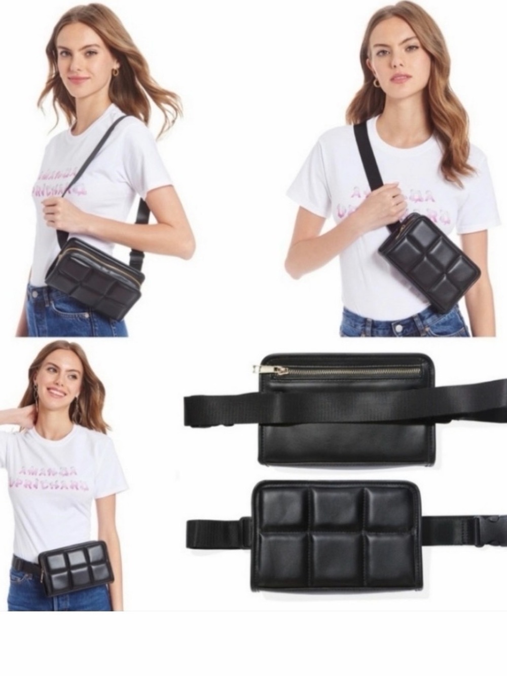 Amanda Uprichard Black Quilted Crossbody Belt Bag - Women's Hands-Free Hip Pack